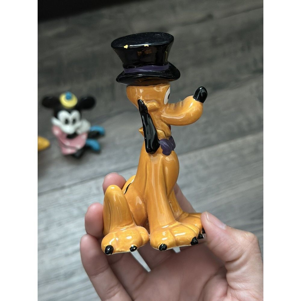 Vintage - Ceramic Fantasia Minnie Mouse Pluto Top Hat Figurine - Picture 15 of 16